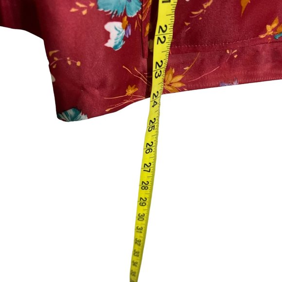 Vintage 60s Red Floral Print Open Tie Front Long Sleeve Cardigan - Picture 3 of 6